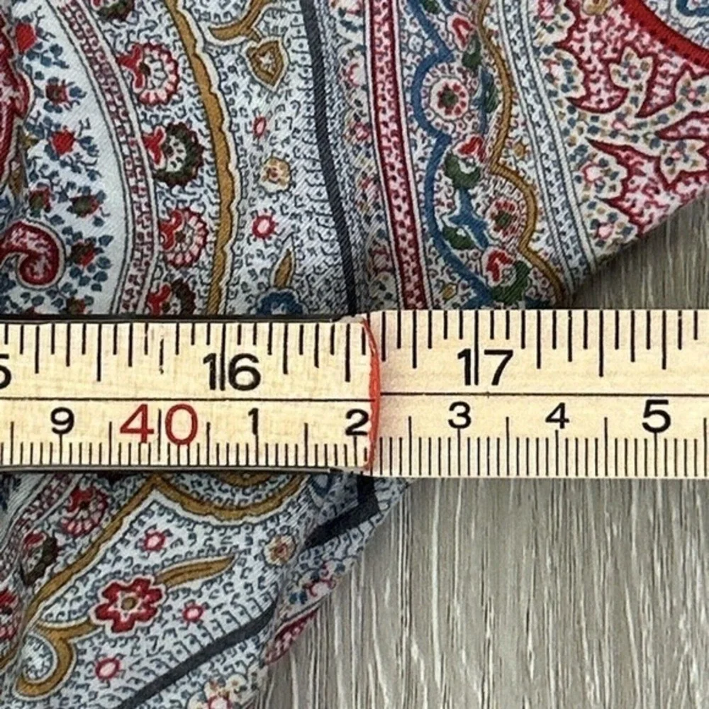 Zara Woman Medium Paisley Silk‎ Blend V-Neck Elastic Waist Boho Mini Dress M